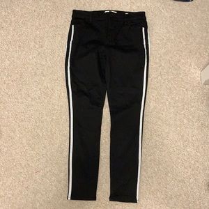 Pacsun black and white side stripe jeans.